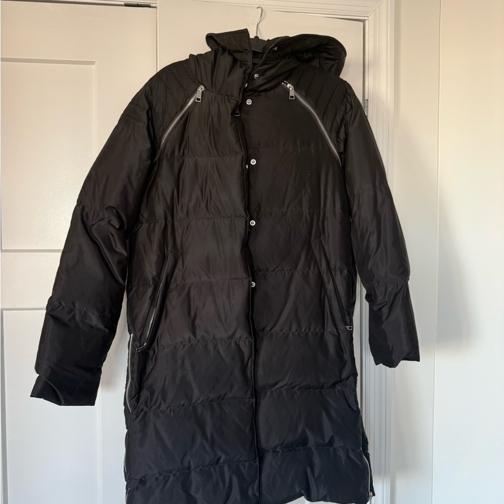 Maje black mid-length puffer